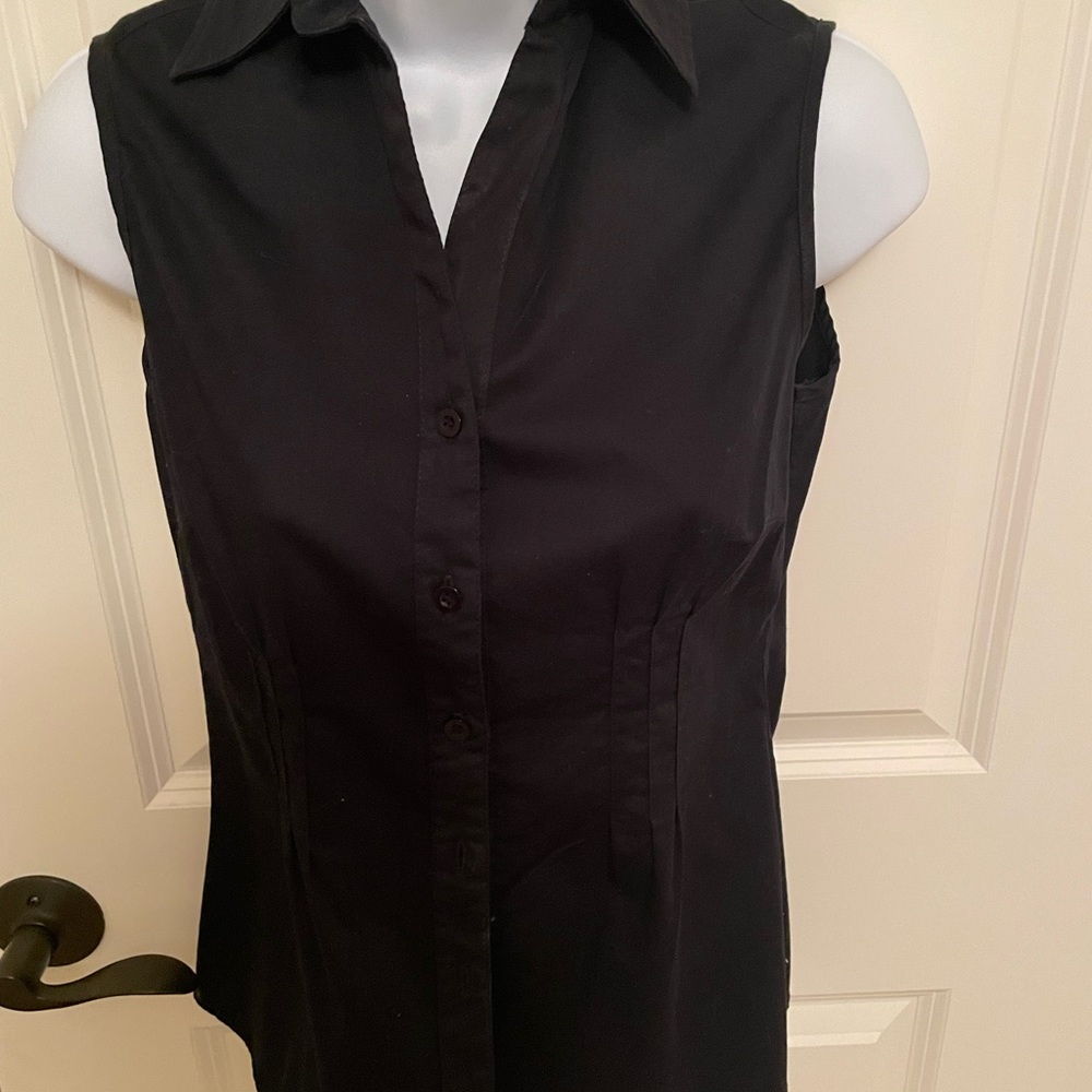 Black Sleeveless Cotton Shirt Sz XS